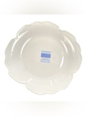 White Ceramic Lotus Flower Plate Portugal Decorative Serving Platter 10” NWT